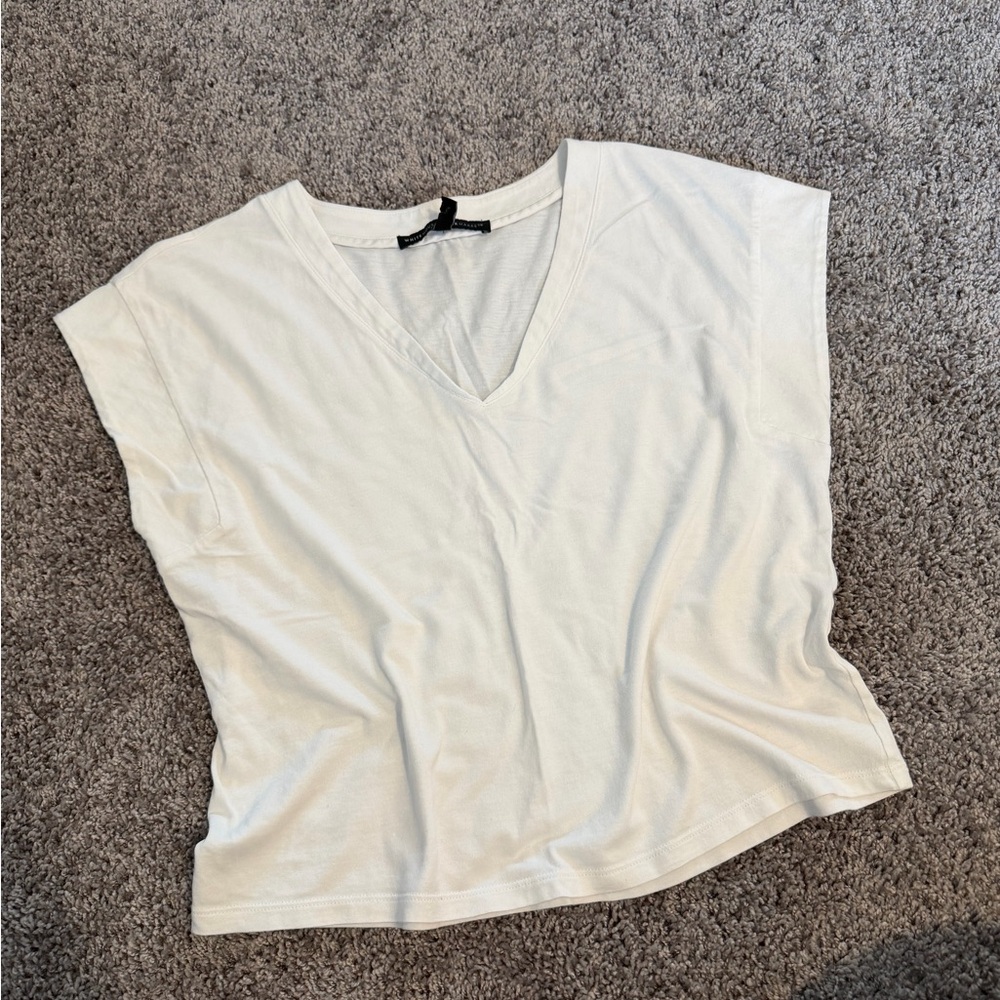 White House Black Market Ivory V-Neck Tank Top